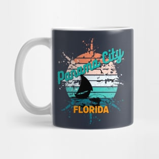 Panama City Florida Retro Exploding Sunset Mug